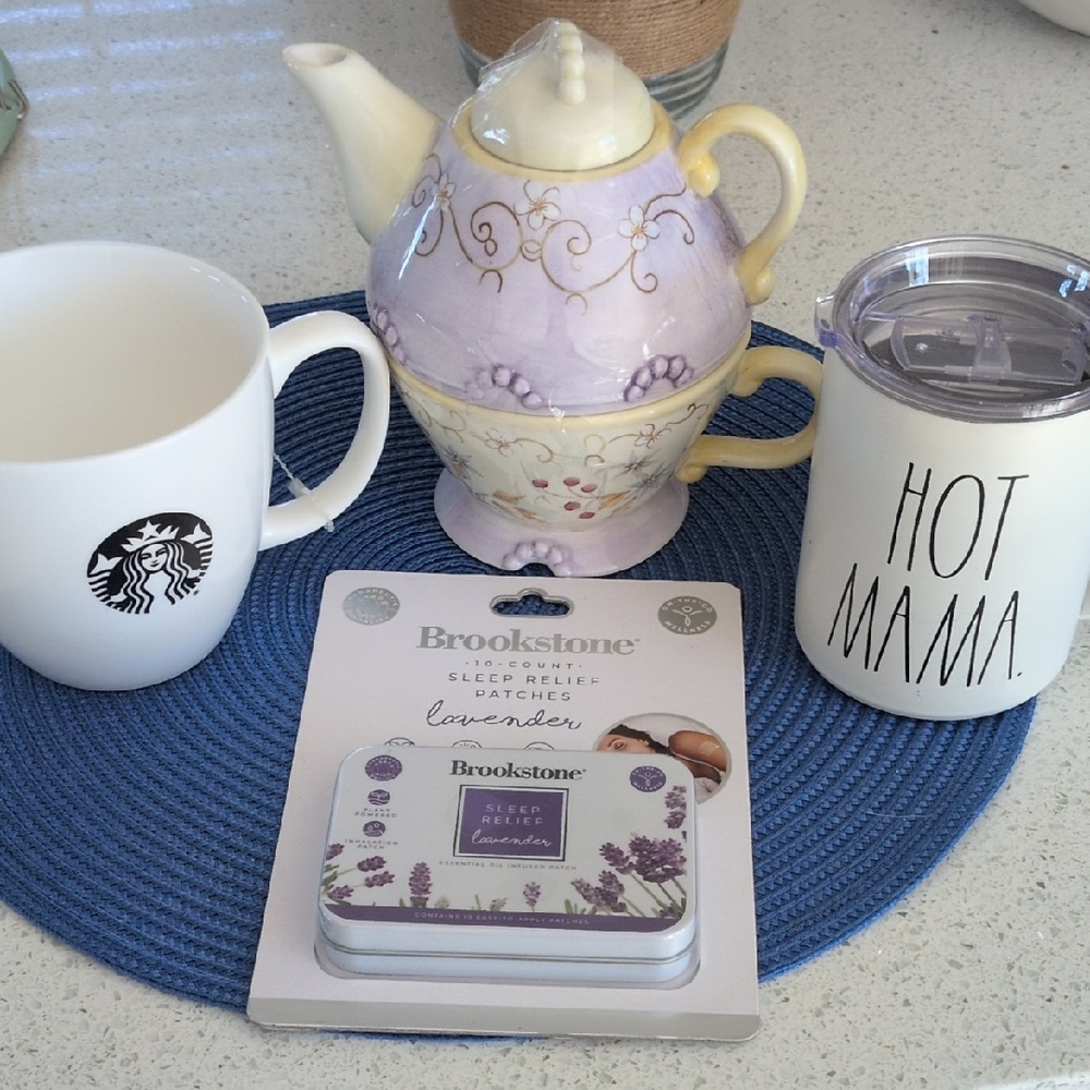 BUNDLE For Mom, 2 Coffee Mugs Teapot ,And Lavender Sleep Strips